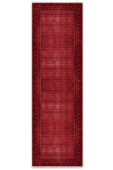 Pastel Home Tasarım Bordo Kırmızı Afgan Türkmen Şönil Halı Kilim Yolluk Kaymaz Yıkanabilir Salon Mutfak Koridor - Resim 7