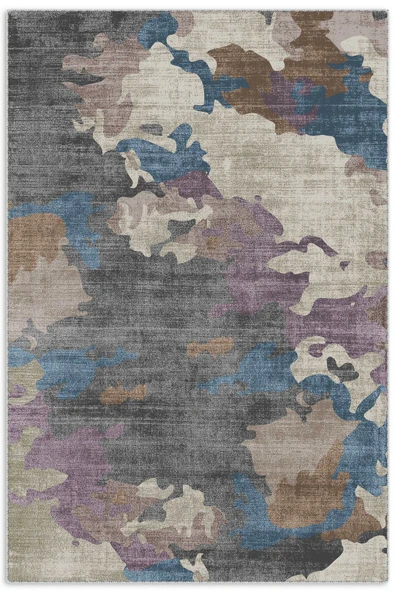 Pastel Home Mavi Mor Gri Abstract Şönil Halı Kilim Yolluk Yıkanabilir Kaymaz Salon Koridor Mutfak ürün görseli 1