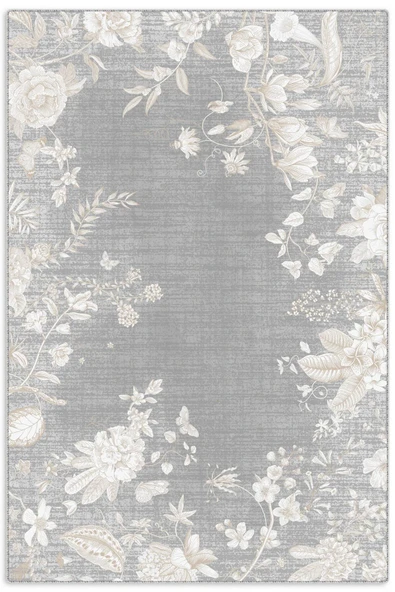 Pastel Home Kaşmir doku yumuşak kaymaz pamuk taban oturma odası salon mutfak koridor çiçekli gri halı kilim