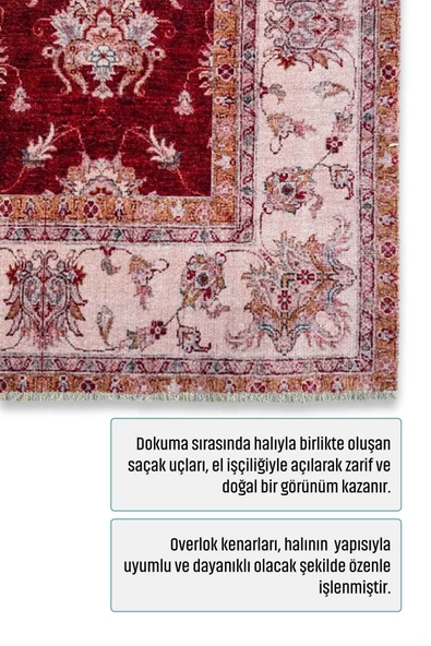 Pastel Home Mavi Klasik Şönil Halı Kilim Yolluk Yıkanabilir Kaymaz Oturma Odası Salon Mutfak Halısı - 11