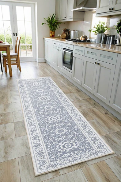 Pastel Home Kaşmir doku yumuşak kaymaz pamuk taban oturma odası salon mutfak koridor çocuk açık mavi halı kilim - Resim 5