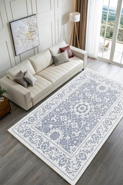 Pastel Home Kaşmir doku yumuşak kaymaz pamuk taban oturma odası salon mutfak koridor çocuk açık mavi halı kilim - Resim 2