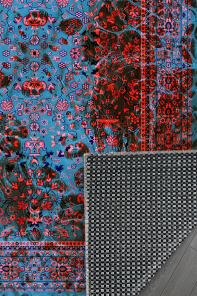 Pastel Home Kaşmir doku yumuşak kaymaz pamuk taban oturma odası salon mutfak koridor bordo mavi siyah halı kilim - Resim 4