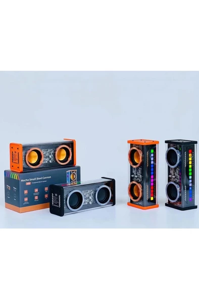 Şeffaf Mecha Müzik Tws Stereo Rgb İşıklı Hoparlör Kablosuz Bluetooth 5.0 Taşınabilir Hoparlör V9 - Resim 6
