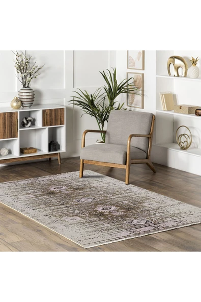 Pastel Home Etnik Desenli Yeşil Şönil Halı Kilim Yolluk Kaymaz Saçaklı Yıkanabilir Oturma Odası Mutfak Koridor - 5