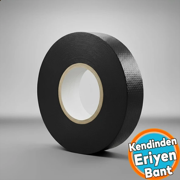 Kendinden Kaynayan Silikon Soğuk Sarma Eriyen Bant 19mm x 5m Tekli Hava Su Elektrik İzolasyonu Siyah ürün görseli