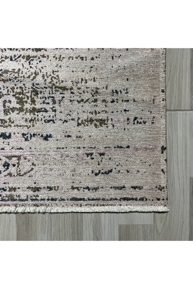 Pastel Home Etnik Desenli Yeşil Şönil Halı Kilim Yolluk Kaymaz Saçaklı Yıkanabilir Oturma Odası Mutfak Koridor - 2