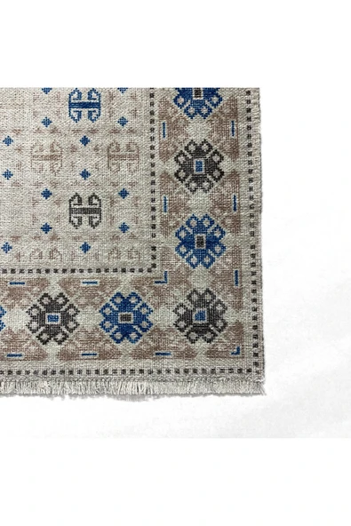 Pastel Home Etnik Bej Şönil Halı Kilim Yolluk Kaymaz Yıkanabilir Salon Mutfak Oturma Odası Koridor Yatak Odası - Resim 2