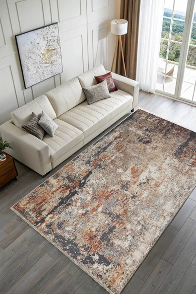 Pastel Home Tasarım Bej Şönil Halı Kilim Yolluk Kaymaz Saçaklı Yıkanabilir Salon Mutfak Koridor Yatak Odası - Resim 2