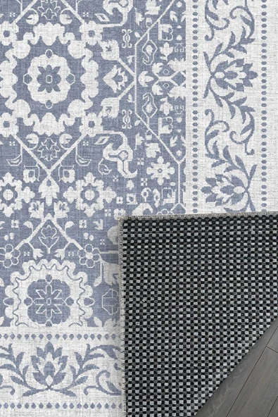 Pastel Home Kaşmir doku yumuşak kaymaz pamuk taban oturma odası salon mutfak koridor çocuk açık mavi halı kilim - Resim 3