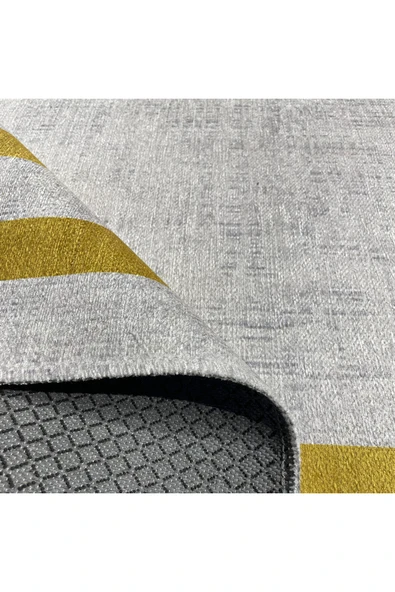 Pastel Home Siyah Çerçeveli Gri Şönil Halı Yolluk Kilim Salon Koridor Mutfak Kaymaz Yıkanabilir - Resim 10