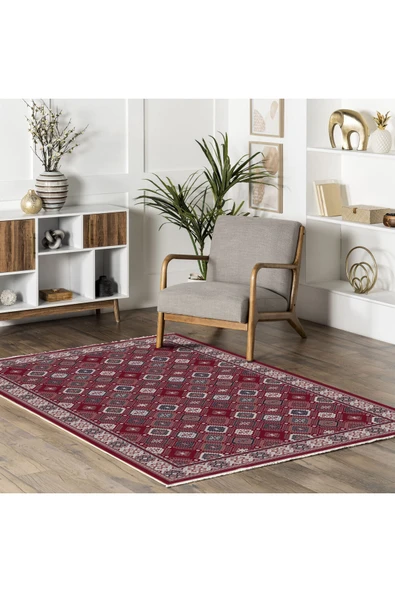 Pastel Home Etnik Vişne Çürüğü Şönil Halı Kilim Yolluk Kaymaz Yıkanabilir Salon Oturma Odası Mutfak Koridor - Resim 5