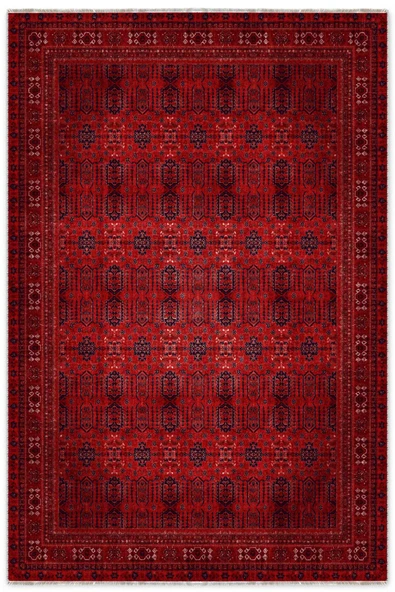 Pastel Home Tasarım Bordo Kırmızı Afgan Türkmen Şönil Halı Kilim Yolluk Kaymaz Yıkanabilir Salon Mutfak Koridor ürün görseli 1
