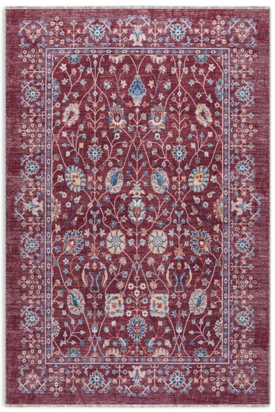 Pastel Home Kendinden saçaklı eskitme kiremit şönil halı kilim yolluk yıkanabilir kaymaz taban salon mutfak ürün görseli 1