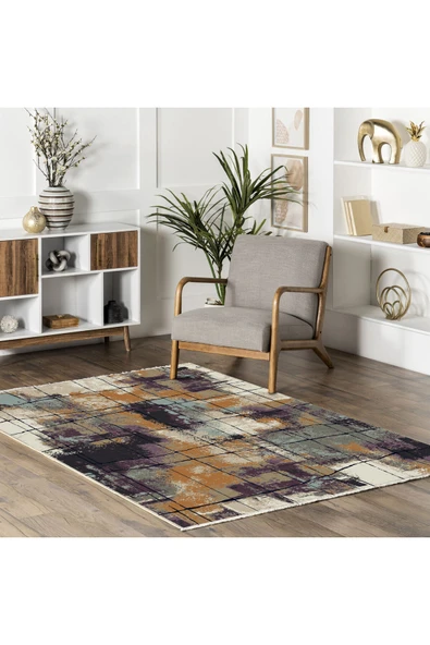Pastel Home Bohem Eskitme Şönil Halı Kilim Yolluk Mor Kaymaz Pamuk Taban Yıkanabilir Kendinden Saçaklı - Resim 11