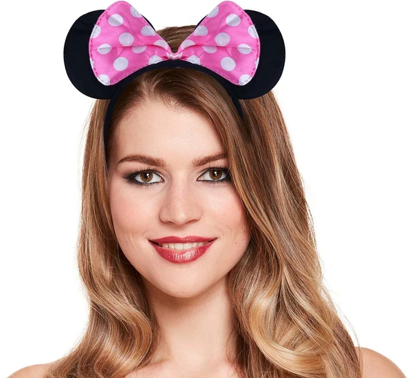 Pembe Fiyonklu Minnie Mouse Tacı Mini Kulak - Resim 2