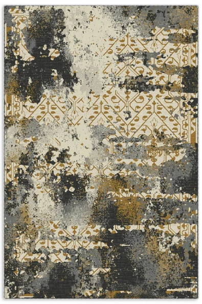 Pastel Home Gri Antrasit Hardal Şönil Halı Kilim Yolluk Saçaklı Kaymaz Yıkanabilir Mutfak Salon Koridor ürün görseli 1