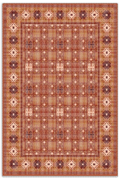 Pastel Home Turuncu Klasik Şönil Halı Kilim Yolluk Kaymaz Yıkanabilir Koridor Mutfak Oturma Odası Çocuk Odası