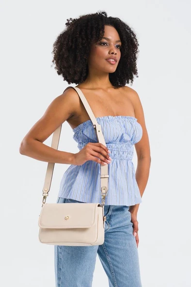 U.S. Polo Assn. Çapraz Askılı Kadın Çanta Bej Us25126 - Resim 2