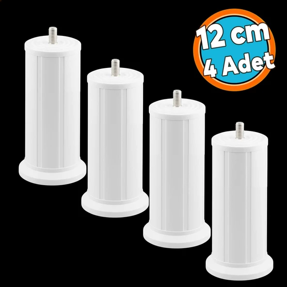 (4 Adet ) Mobilya Baza Tv Ünitesi Yükseltme Ayağı Destek Ayağı 12 cm Beyaz Plastik ürün görseli