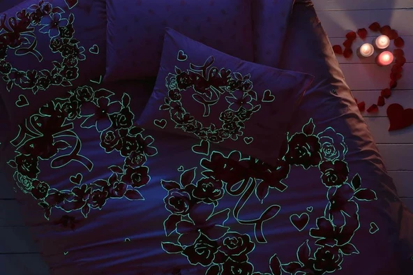 Glow Parlayan Çift Kişilik Ranforce Nev Takımı Roses Pembe - Resim 4