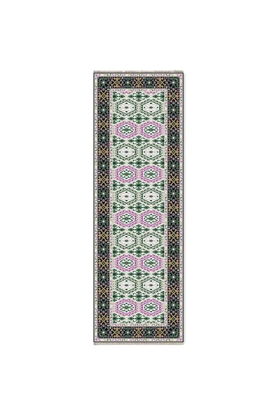 Pastel Home Turuncu Pembe Kahve Etnik Şönil Halı Kilim Yolluk Kaymaz Yıkanabilir Kordidor Mutfak Yatak Odası - 12