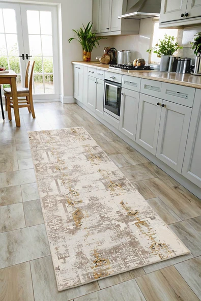 Pastel Home Kaşmir doku yumuşak kaymaz pamuk taban oturma odası salon mutfak koridor çocuk bej hardal halı kilim - Resim 5