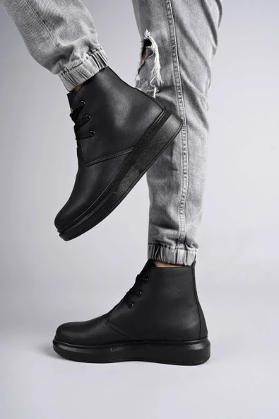 New Matteo Erkek Siyah Deri Günlük Bot - 3