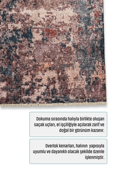 Pastel Home Tasarım Bej Şönil Halı Kilim Yolluk Kaymaz Saçaklı Yıkanabilir Salon Mutfak Koridor Yatak Odası - Resim 3