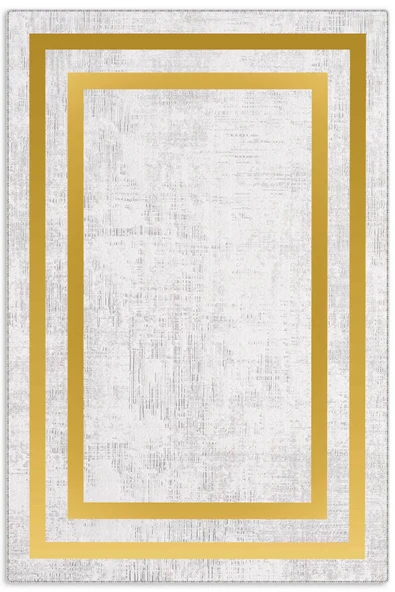 Pastel Home Siyah Çerçeveli Gri Şönil Halı Yolluk Kilim Salon Koridor Mutfak Kaymaz Yıkanabilir - Resim 7