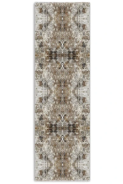 Pastel Home Kahverengi Tasarım Şönil Halı Kilim Yolluk Kaymaz Saçaklı Yıkanabilir Salon Mutfak Koridor - Resim 6