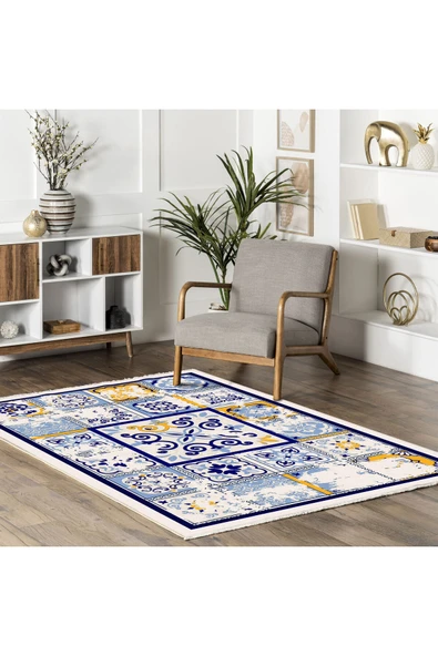 Pastel Home Saçaklı şönil pamuk dekoratif halı kilim - Resim 5