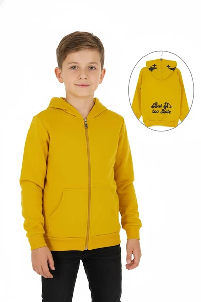 Erkek çocuk hırka 2 iplik şardonlu arkası baskılı - 6