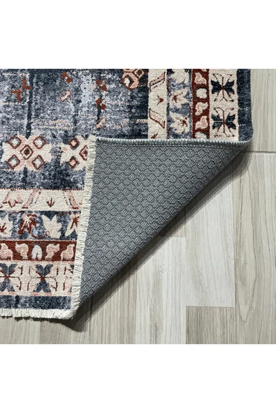 Pastel Home Antrasit Gri Kahve Şönil Halı Kilim Yolluk Kaymaz Yıkanabilir Saçaklı Koridor Antre Mutfak Salon - 3
