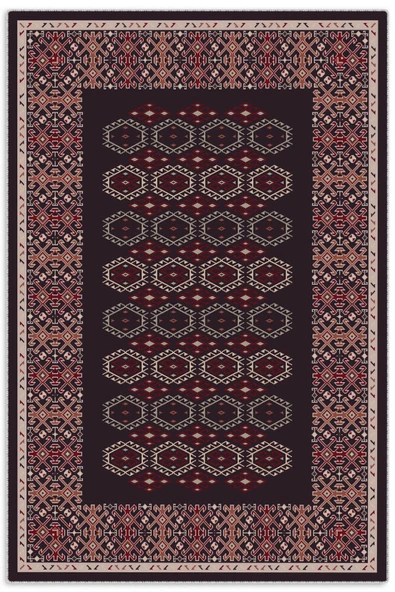 Pastel Home Etnik Gece Mavisi Şönil Halı Kilim Yolluk Kaymaz Yıkanabilir Salon Mutfak Oturma Odası Koridor ürün görseli 1