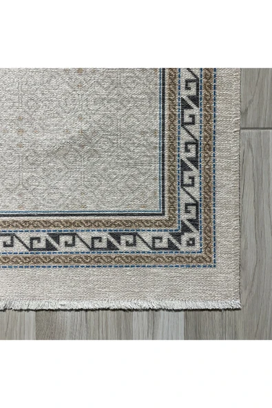 Pastel Home Etnik Bej Şönil Halı Kilim Yolluk Kaymaz Yıkanabilir Salon Mutfak Oturma Odası Koridor Yatak Odası - Resim 2