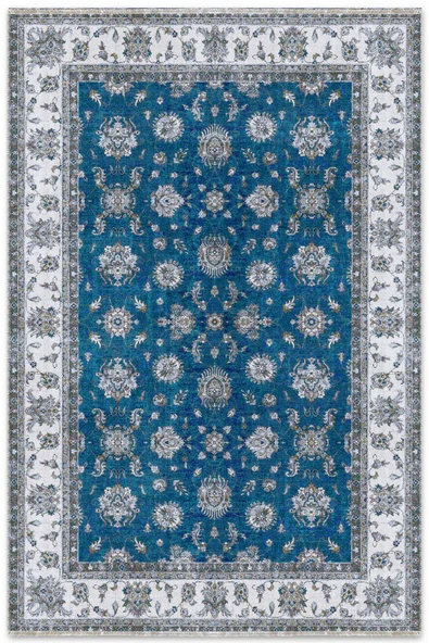Pastel Home Mavi Klasik Şönil Halı Kilim Yolluk Yıkanabilir Kaymaz Oturma Odası Salon Mutfak Halısı