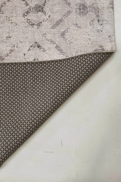 Pastel Home Eskitme Bej Gri Şönil Halı Kilim Yolluk Kaymaz Yıkanabilir Oturma Odası Mutfak Koridor Antre - Resim 3