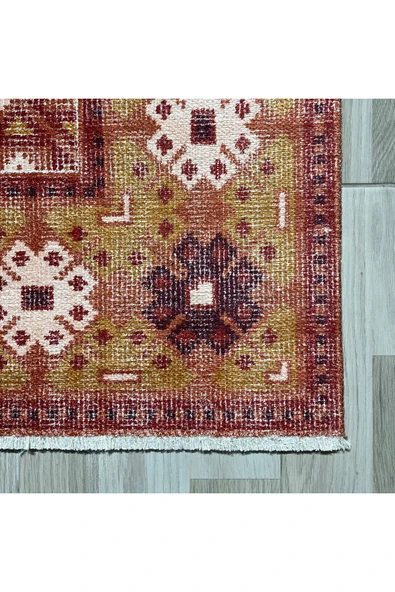 Pastel Home Turuncu Klasik Şönil Halı Kilim Yolluk Kaymaz Yıkanabilir Koridor Mutfak Oturma Odası Çocuk Odası - 2