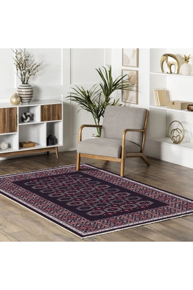 Pastel Home Etnik Gece Mavisi Şönil Halı Kilim Yolluk Kaymaz Yıkanabilir Salon Mutfak Oturma Odası Koridor - Resim 5