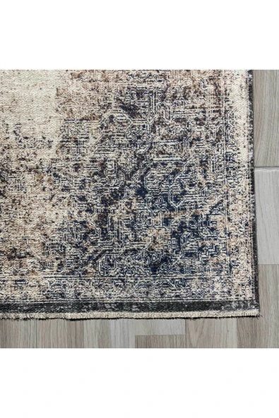 Pastel Home Bej Kahve Vintage Şönil Halı Kilim Yolluk Kaymaz Yıkanabilir Saçaklı Oturma Odası Koridor Mutfak - 2