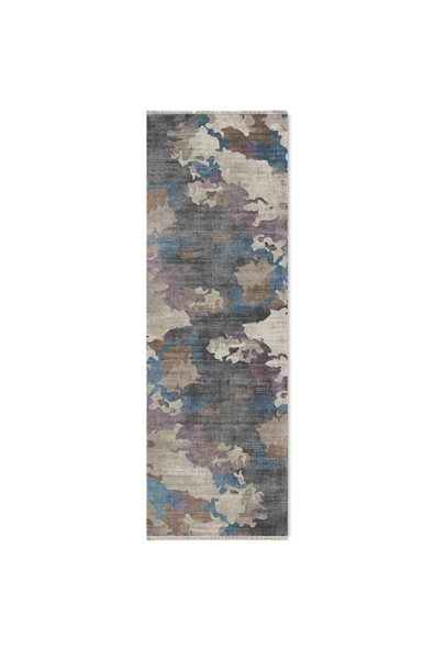 Pastel Home Mavi Mor Gri Abstract Şönil Halı Kilim Yolluk Yıkanabilir Kaymaz Salon Koridor Mutfak - Resim 6