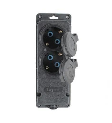 Byes Kauçuk Monofaze 2'li Grup Priz 1x16A. 220V. IP44 ( 2 Adet ) ürün görseli 1