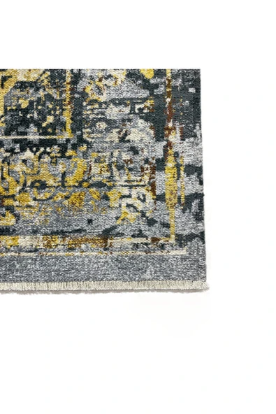 Pastel Home Gri Antrasit Eskitme Halı Yolluk Altın Sarısı, Yıkanabilir, Kaymaz Tabanlı, Kendinden Saçaklı - Resim 2