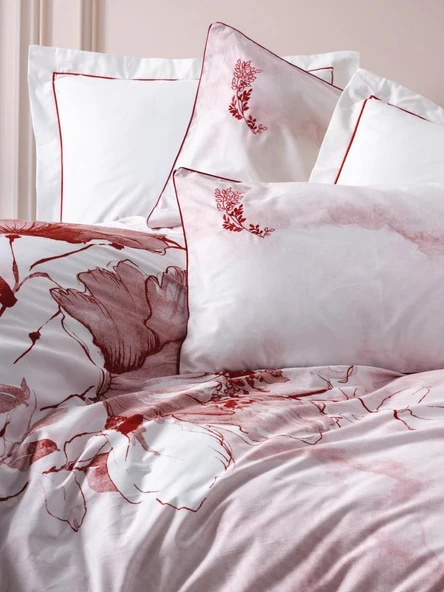 Çift Kişilik Elit Saten Nev Takımı Gules Kırmızı - Resim 3