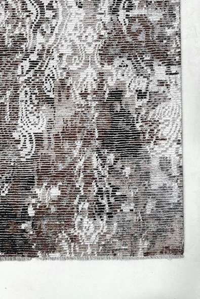 Pastel Home Kahverengi Tasarım Şönil Halı Kilim Yolluk Kaymaz Saçaklı Yıkanabilir Salon Mutfak Koridor - Resim 3