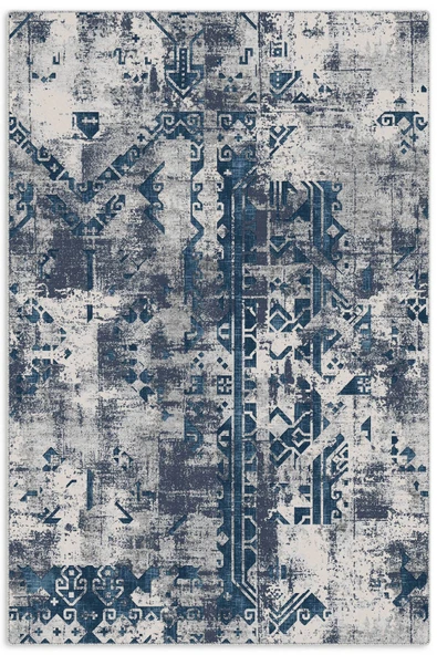 Pastel Home Kaşmir doku yumuşak kaymaz pamuk taban oturma odası salon mutfak koridor çocuk lacivert halı kilim ürün görseli 1