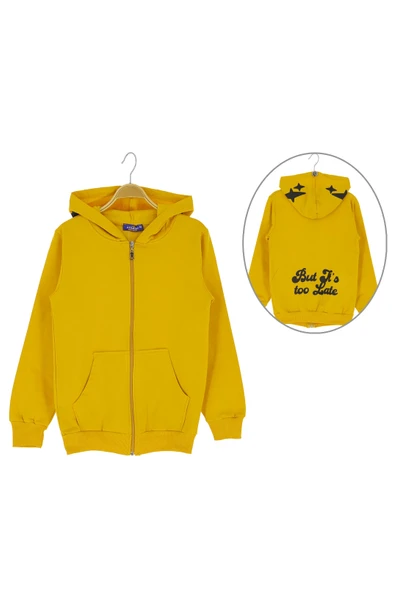 Erkek çocuk hırka 2 iplik şardonlu arkası baskılı - 3