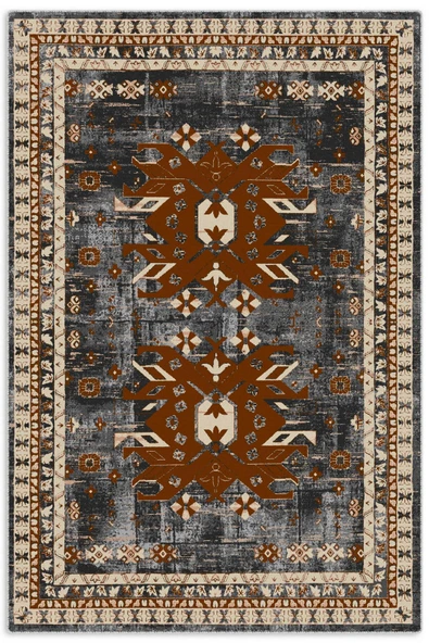 Pastel Home Antrasit Gri Kahve Şönil Halı Kilim Yolluk Kaymaz Yıkanabilir Saçaklı Koridor Antre Mutfak Salon