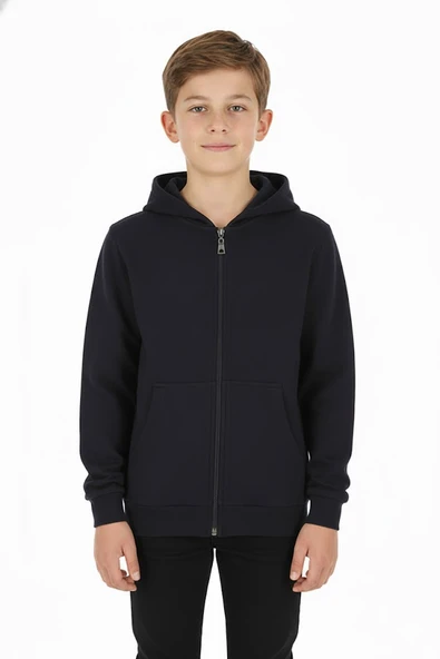 Erkek çocuk hırka 2 iplik şardonlu arkası baskılı - 2